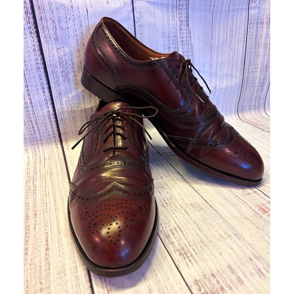 Bally Prestige Lenox 00 Mens 8.5 Brown Leather Wingtip Brogue Oxford Shoes